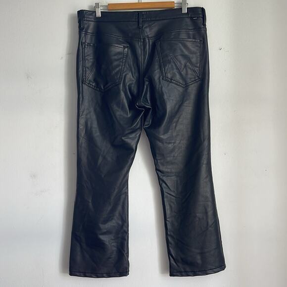 MOTHER The Insider Ankle Faux Show vegan leather flared ankle pants sz 34 - Picture 7 of 7